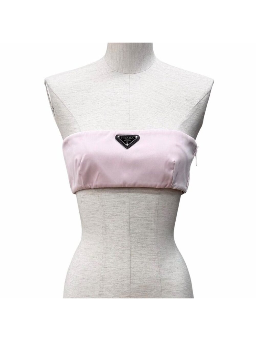 Prada Re-Nylon Leather Triangle Logo Tube Top Pink 40
